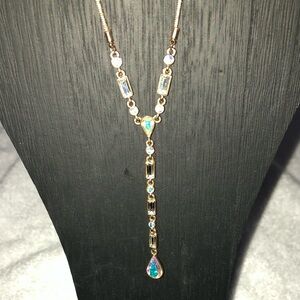 🌈Authentic Givenchy Multi Shape Crystal Necklace. Adjustable Size Gold Tone